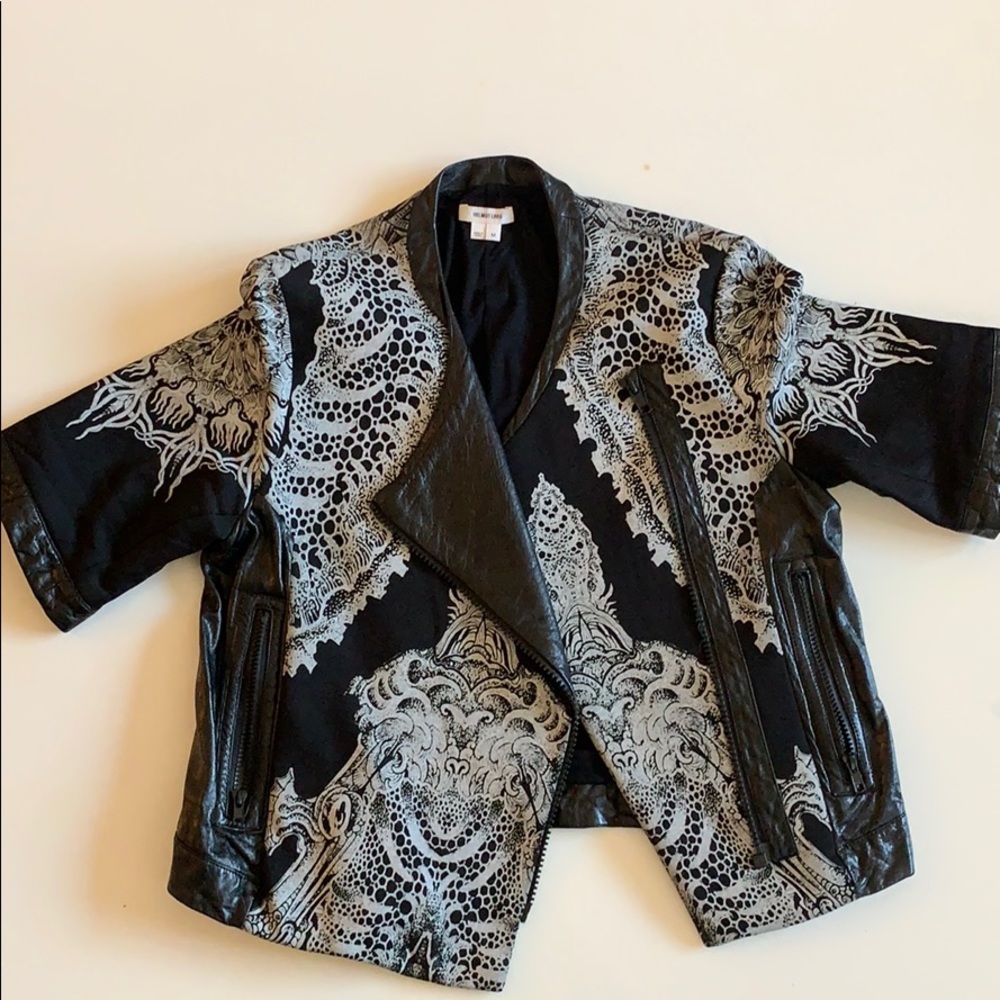 Helmut Lang Leather Trim short Sleeve Jacket
